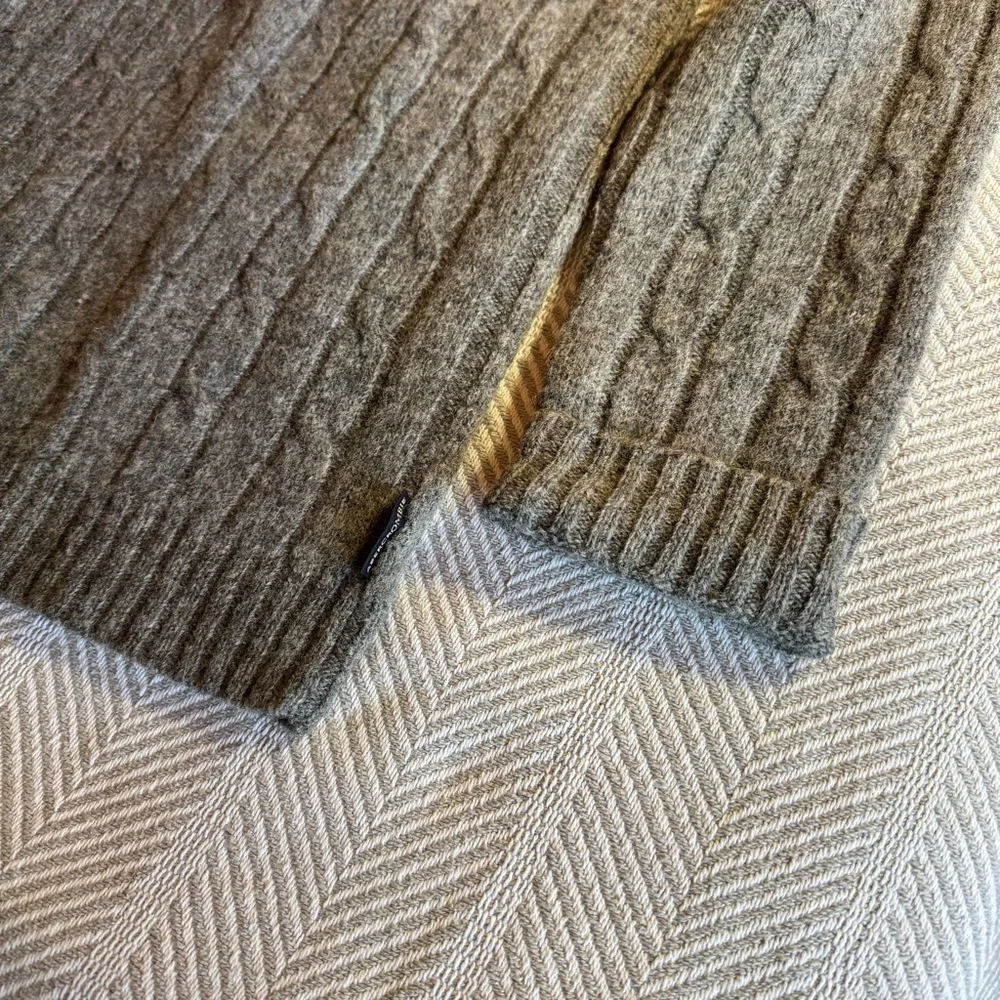 Men's Vintage Abercrombie‎ & Fitch Wool Cableknit Sweater, Gray, Size S (L)